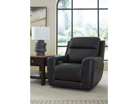 5Z-Relaxation Dual Power Leather Recliner - Onyx