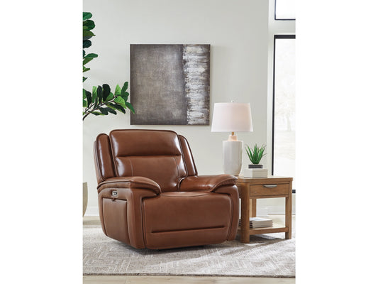 Healy Pier Dual Power Leather Recliner - Chocolate