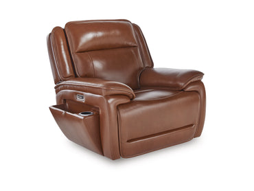 Healy Pier Dual Power Leather Recliner - Chocolate