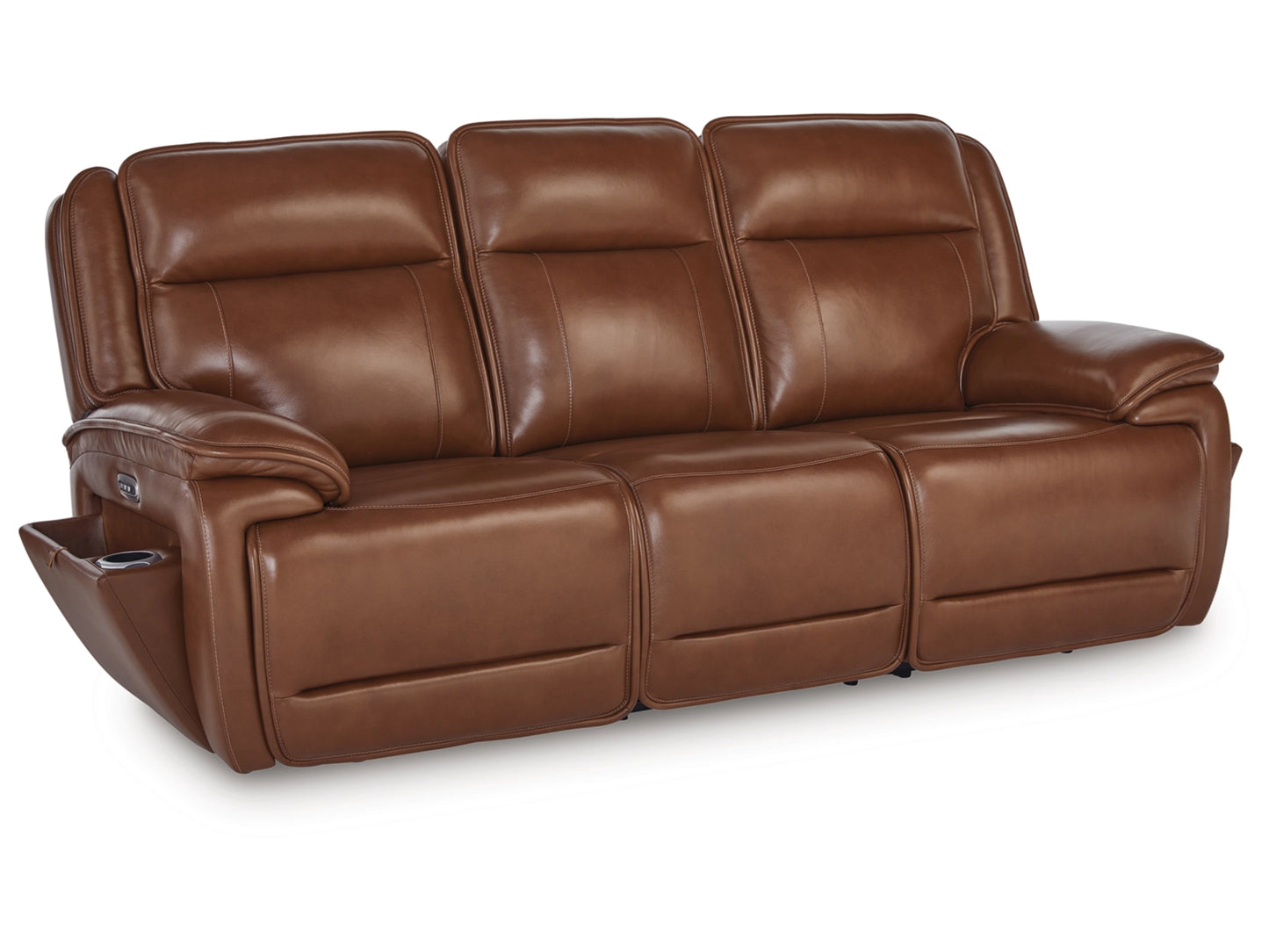 Healy Pier Dual Power Leather Reclining Sofa - Chocolate