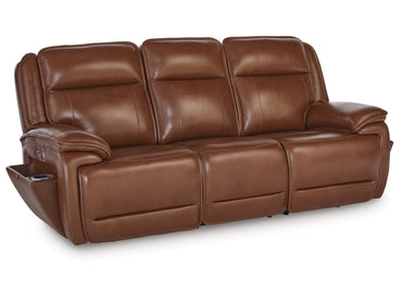 Healy Pier Dual Power Leather Reclining Sofa - Chocolate