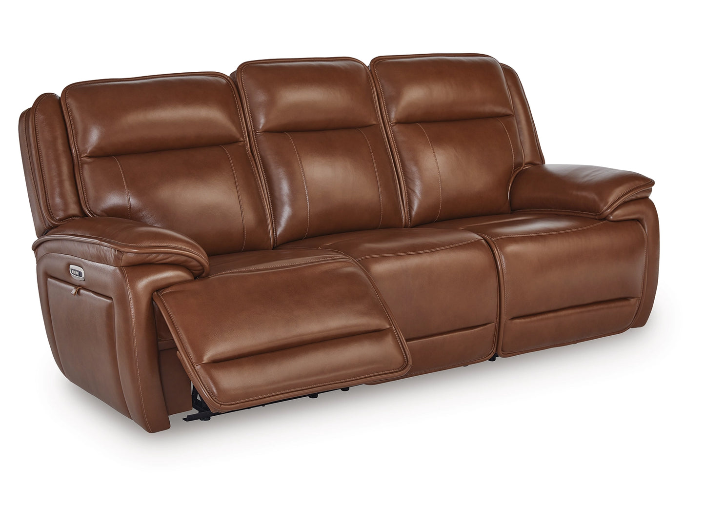 Healy Pier Dual Power Leather Reclining Sofa - Chocolate