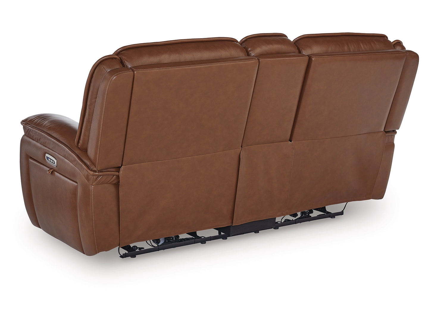 Healy Pier Dual Power Leather Reclining Loveseat with Console - Chocolate