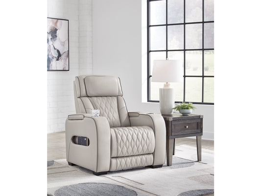 Broadmoor Dual Power Leather Recliner - Gray