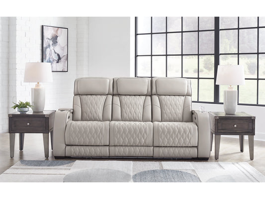 Broadmoor Dual Power Leather Reclining Sofa - Gray