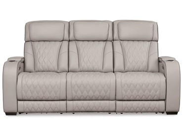 Broadmoor Dual Power Leather Reclining Sofa - Gray