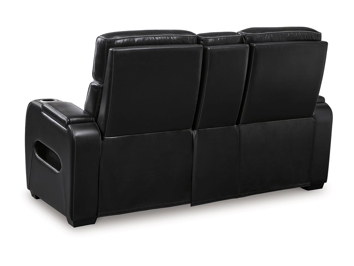Broadmoor Dual Power Leather Reclining Loveseat with Console - Black