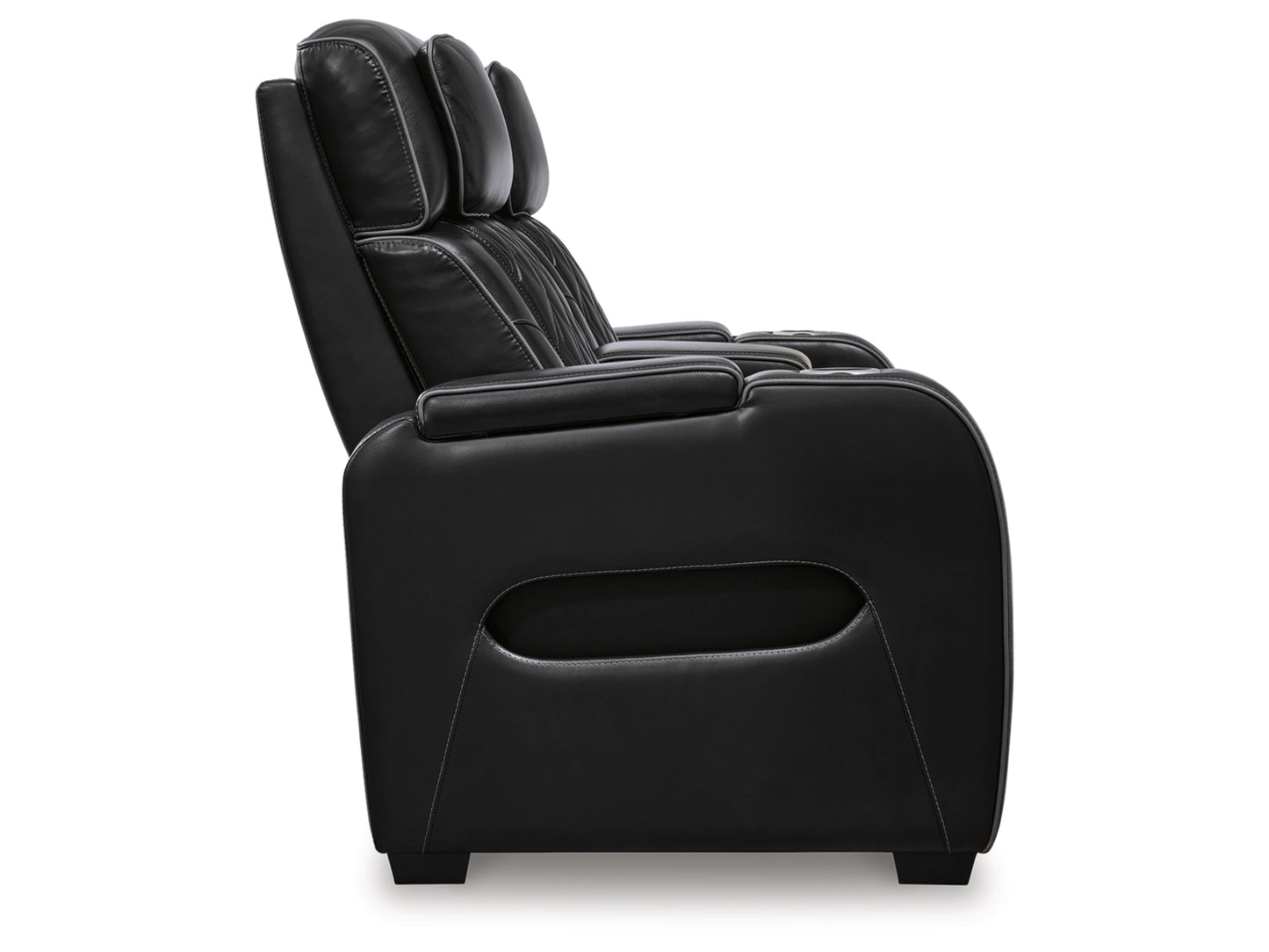 Broadmoor Dual Power Leather Reclining Loveseat with Console - Black