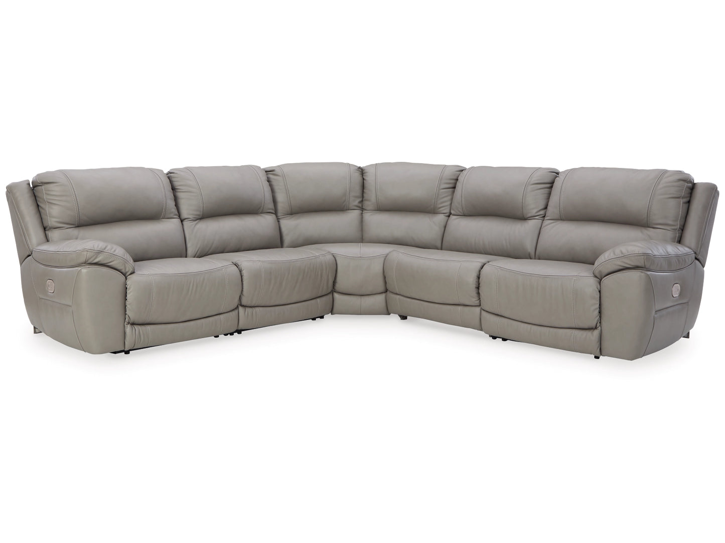 Dunleith 5-Piece Dual Power Leather Modular Reclining Sectional - Gray