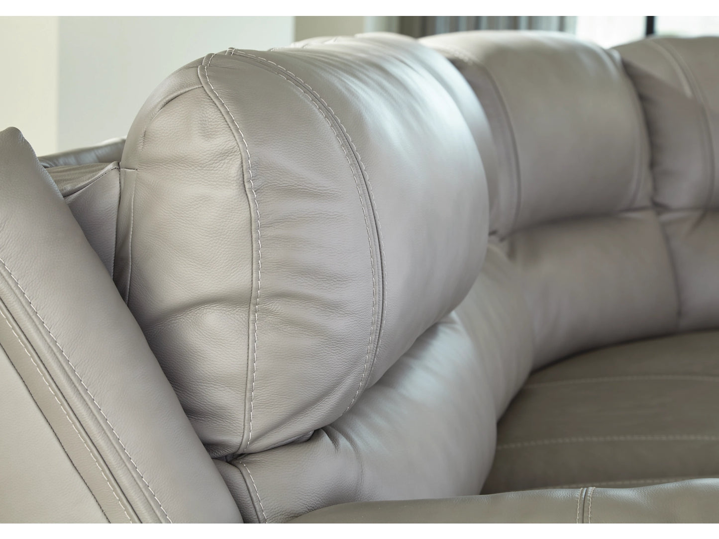 Dunleith 5-Piece Dual Power Leather Modular Reclining Sectional - Gray