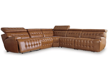 Colorado 5-Piece Dual Power Leather Reclining Modular Sectional - Chocolate