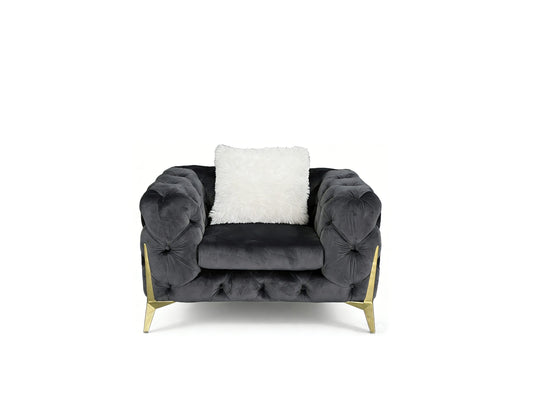Vegas Luxury Modern Gray Velvet Chair