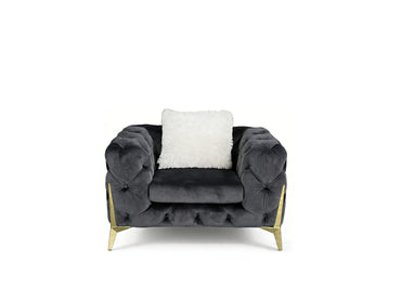 Vegas Luxury Modern Gray Velvet Chair