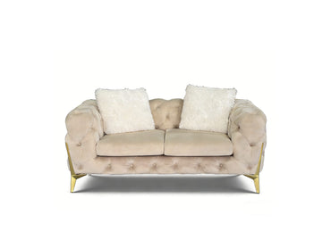 Vegas Luxury Modern Beige Velvet Loveseat