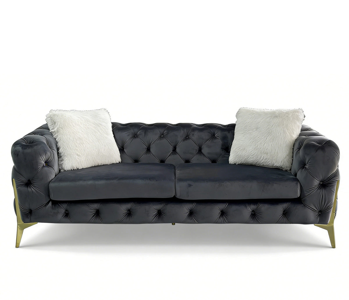 Vegas Luxury Modern Gray Velvet Sofa