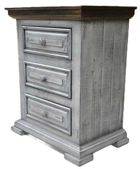 Rustic Style Nightstand - Hacienda Grey / White Wash
