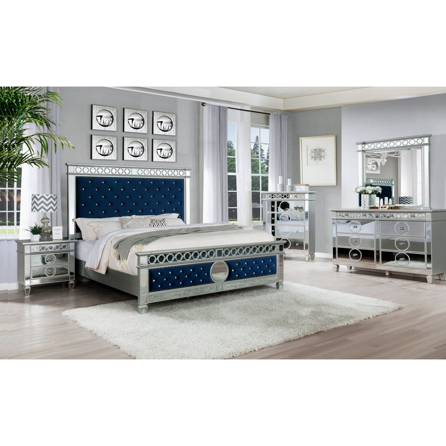 Bella (Blue Velvet) Bedroom Set