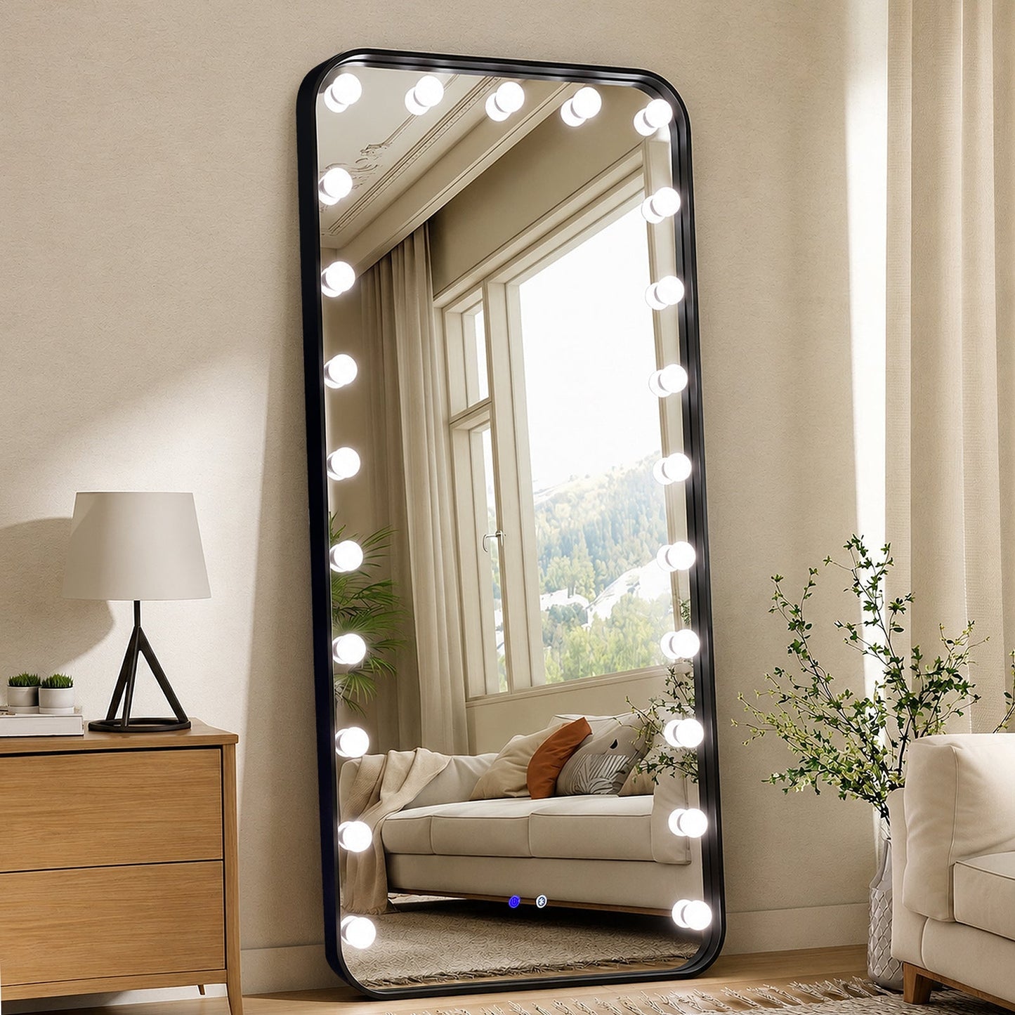 Hollywood 2 (Black) Floor Mirror