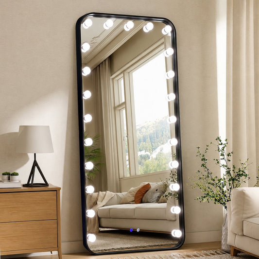 Hollywood 2 (Black) Floor Mirror