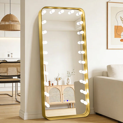 Hollywood 2 (Gold) Floor Mirror