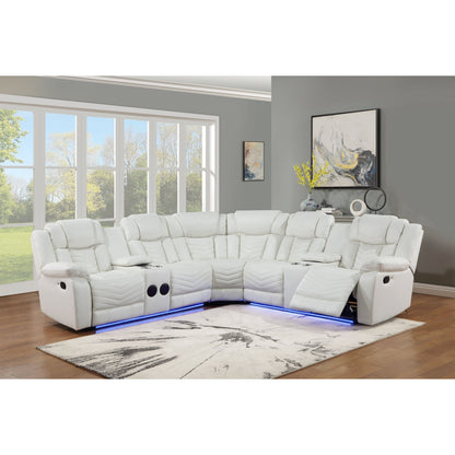 Lucky Charm Sec (White) Reclining Sectional