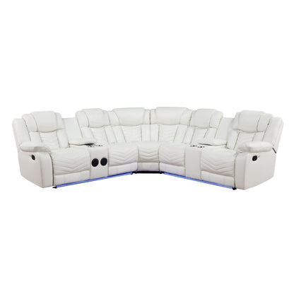 Lucky Charm Sec (White) Reclining Sectional