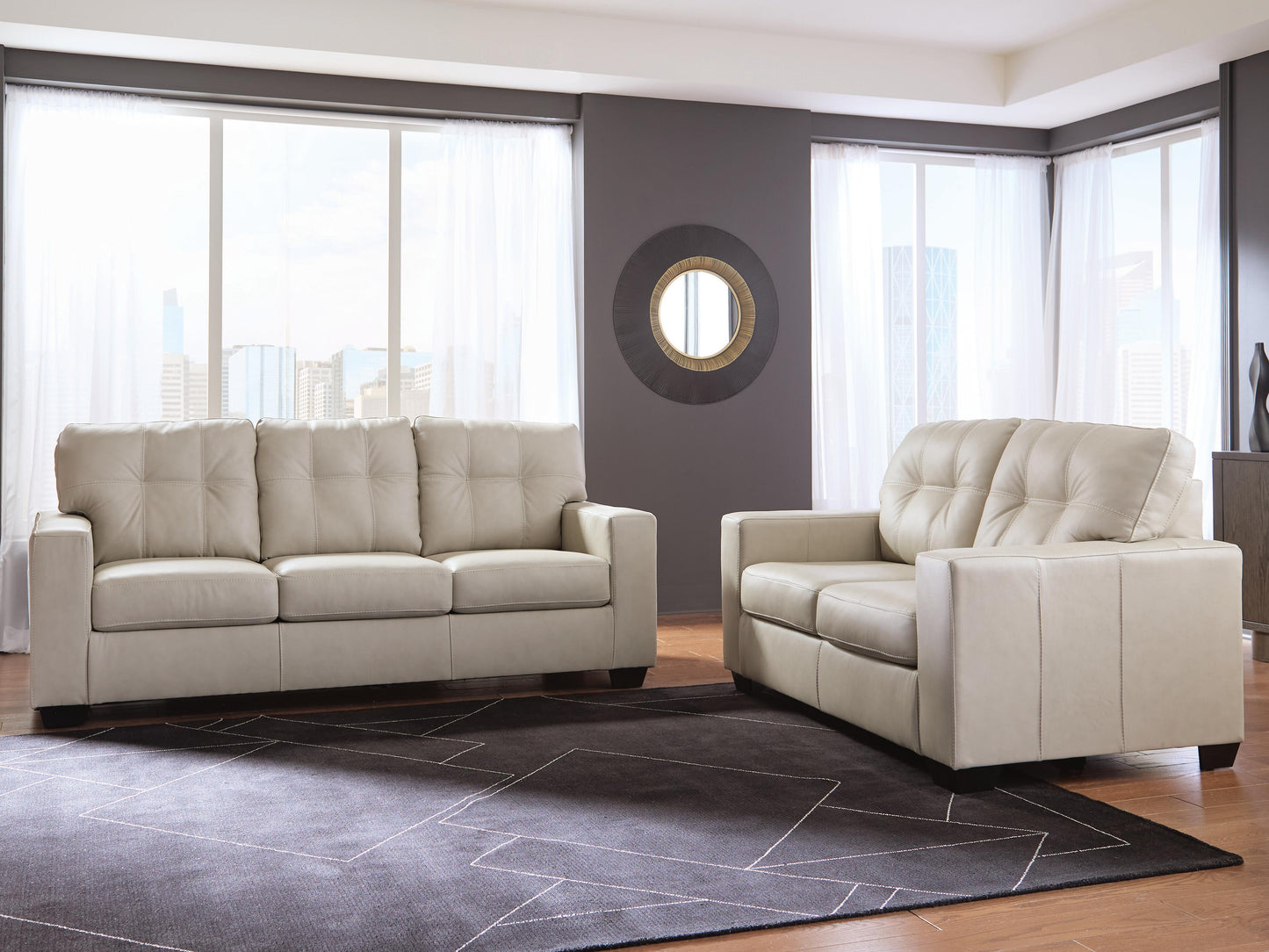 Santorine Leather Sofa and Loveseat
