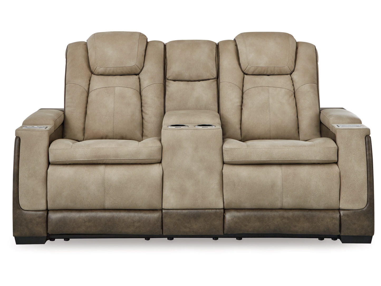 Next-Gen DuraPella Performance Fabric Dual Power Reclining Loveseat with Console - Sand