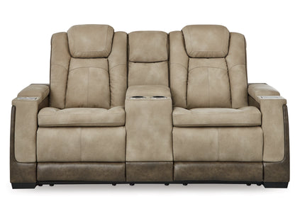 Next-Gen DuraPella Performance Fabric Dual Power Reclining Loveseat with Console - Sand