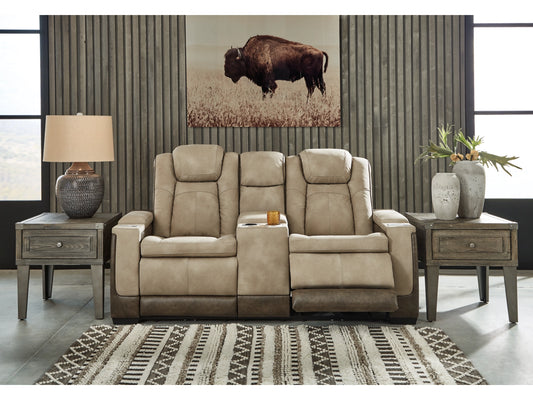 Next-Gen DuraPella Performance Fabric Dual Power Reclining Loveseat with Console - Sand