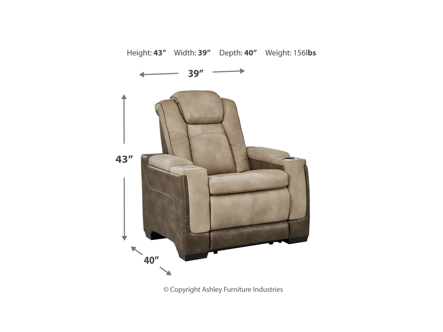 Next-Gen DuraPella Performance Fabric Dual Power Recliner - Sand