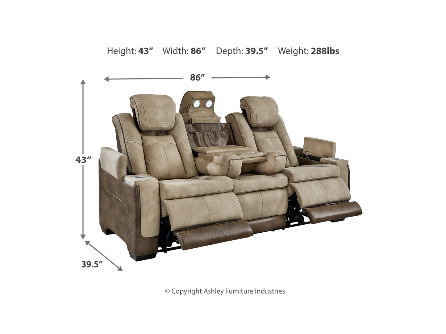 Next-Gen DuraPella Performance Fabric Dual Power Reclining Sofa - Sand