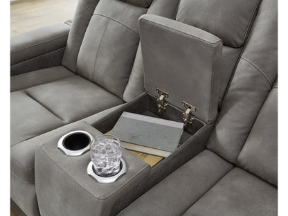 Next-Gen DuraPella Performance Fabric Dual Power Reclining Loveseat with Console - Slate