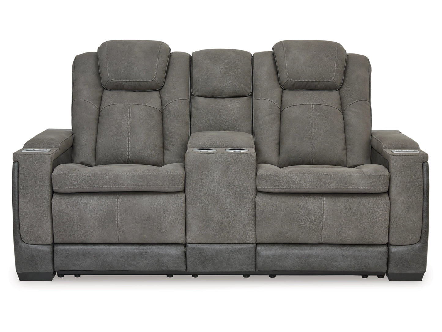 Next-Gen DuraPella Performance Fabric Dual Power Reclining Loveseat with Console - Slate