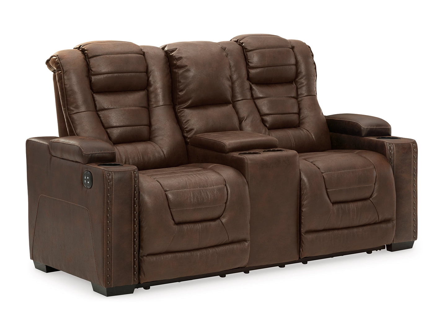 Owner's Box Dual Power Reclining Loveseat with Console - Thyme