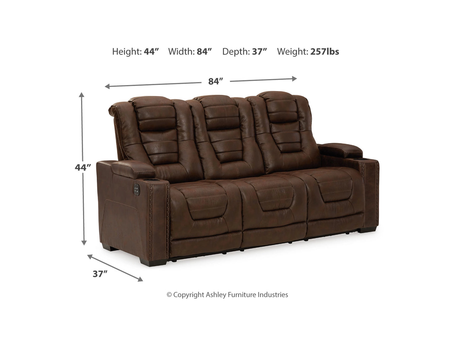 Owner's Box Dual Power Reclining Sofa - Thyme