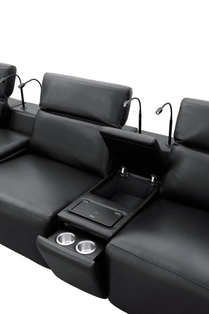 Diamante Italian Leather Power Home Theater Recliner Row