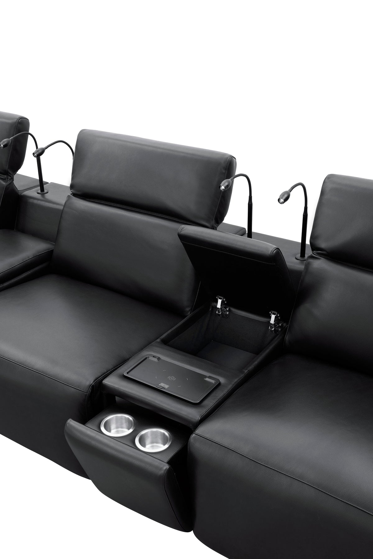 Diamante Power Home Theater Recliner Row (Black)