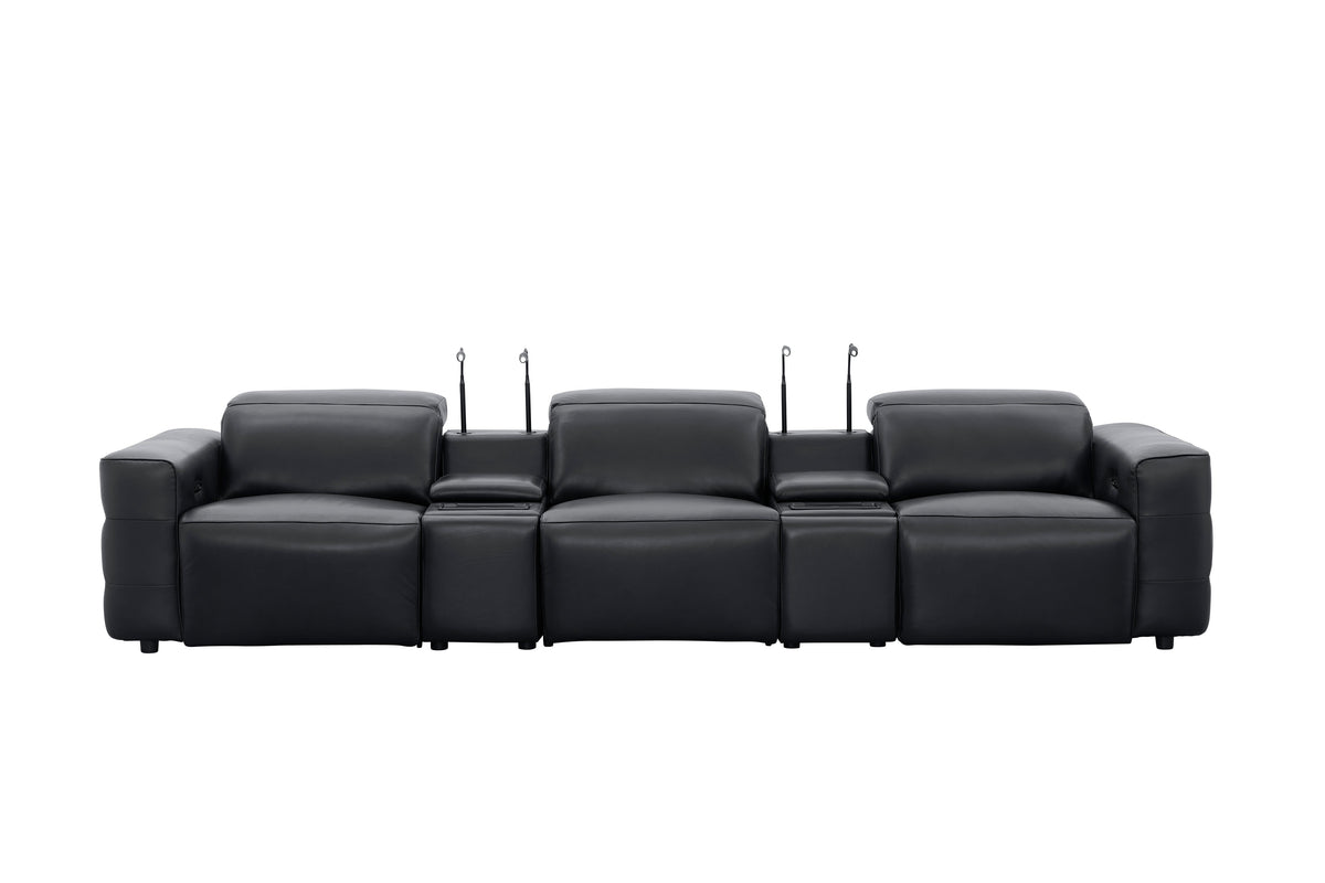 Diamante Power Home Theater Recliner Row (Black)