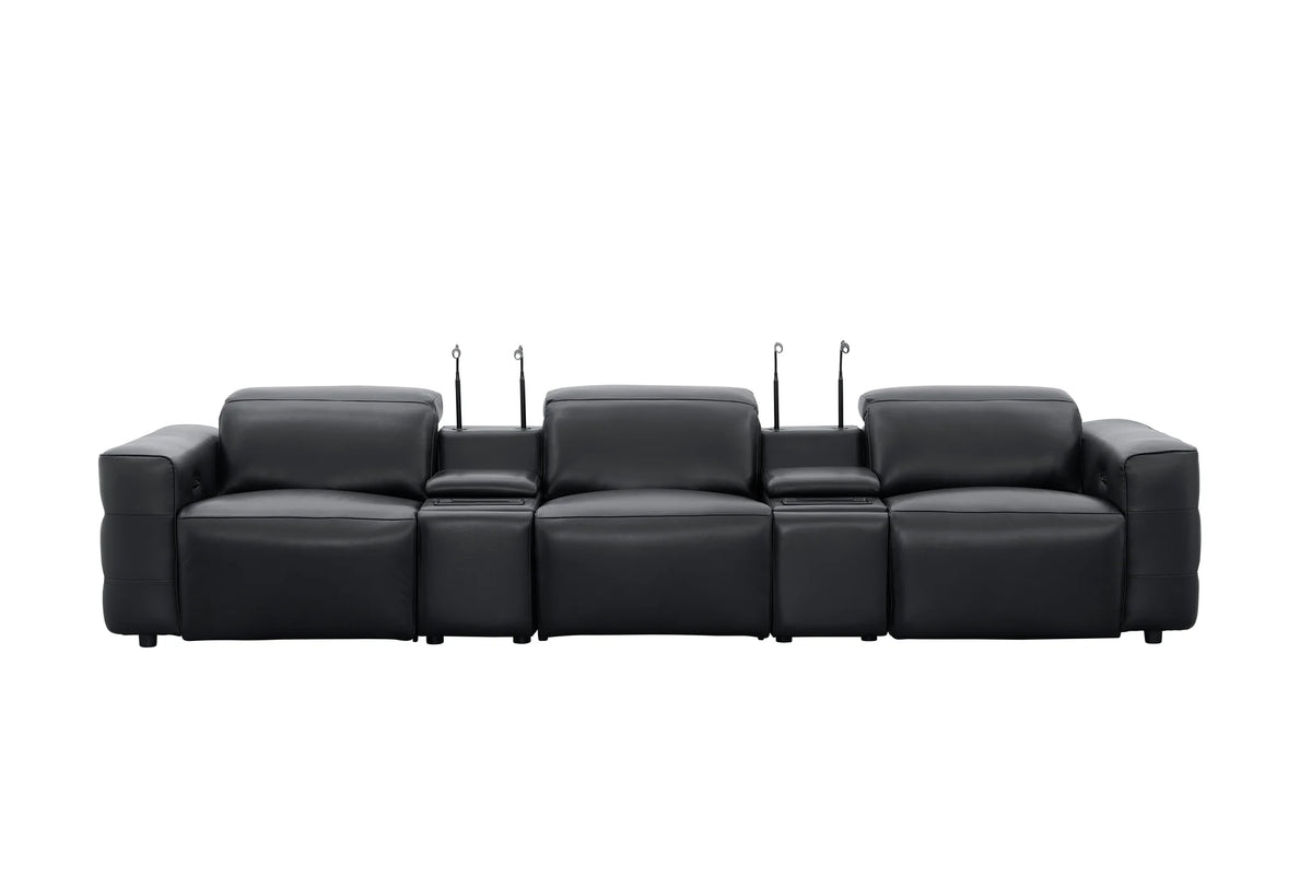Diamante Italian Leather Power Home Theater Recliner Row