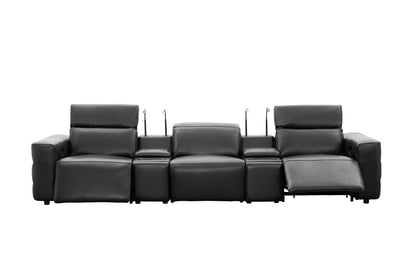 Diamante Italian Leather Power Home Theater Recliner Row