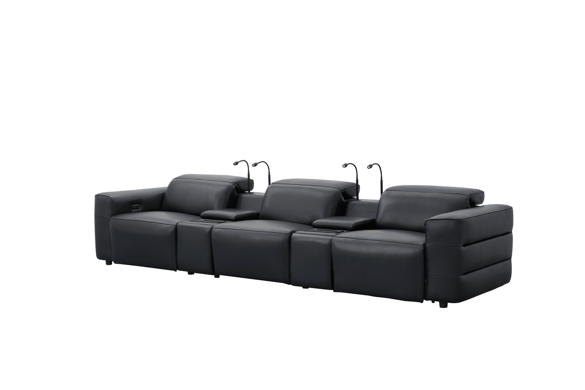 Diamante Power Home Theater Recliner Row (Black)