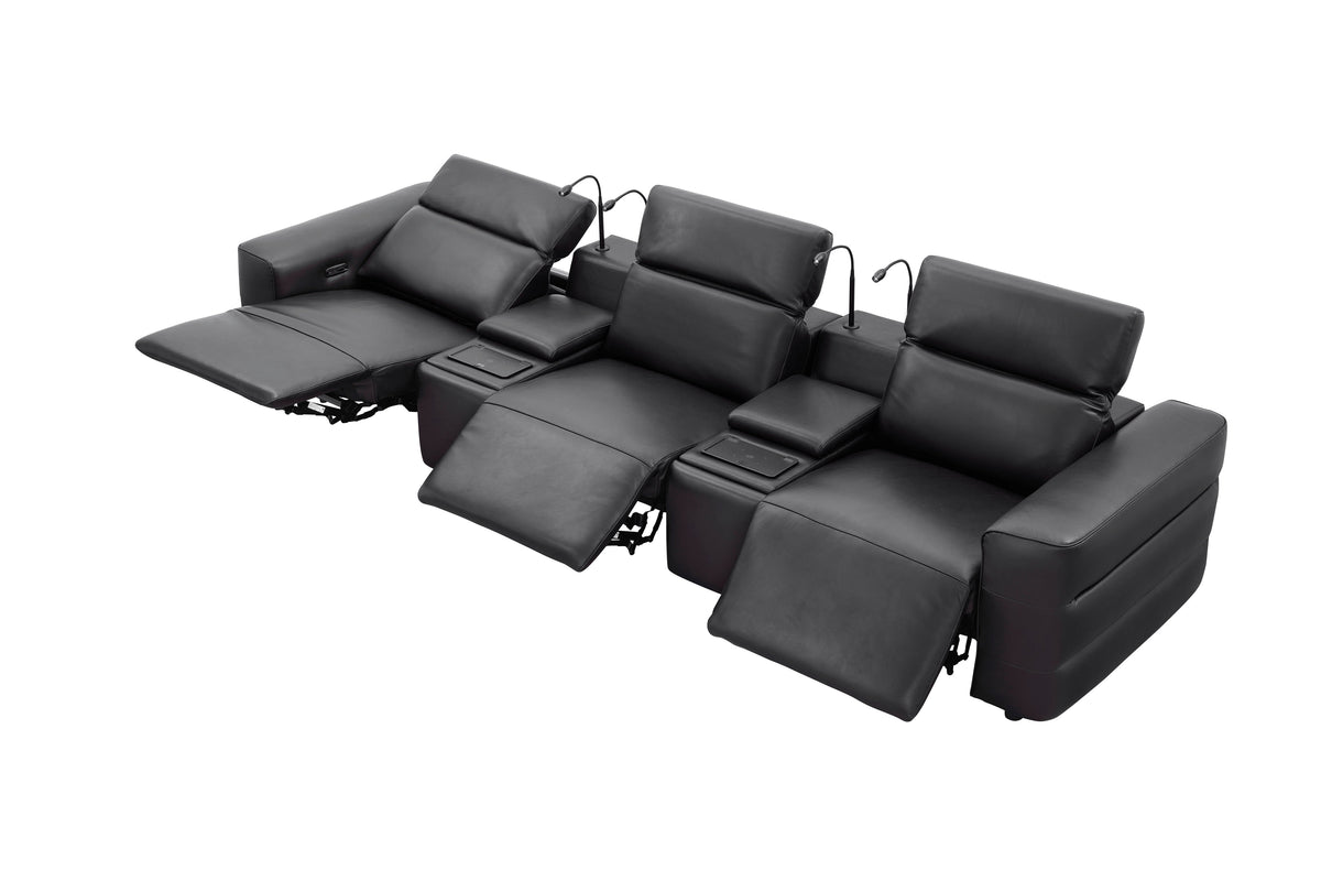 Diamante Power Home Theater Recliner Row (Black)