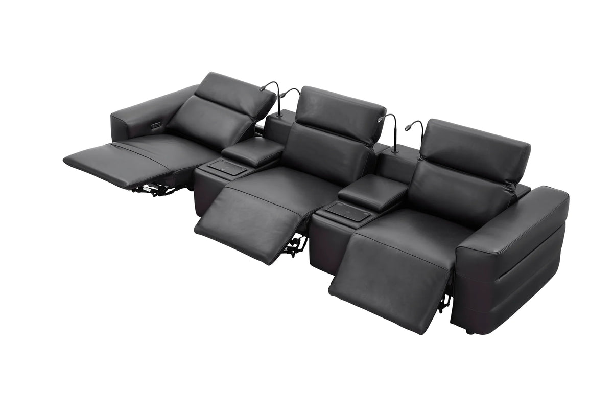 Diamante Italian Leather Power Home Theater Recliner Row