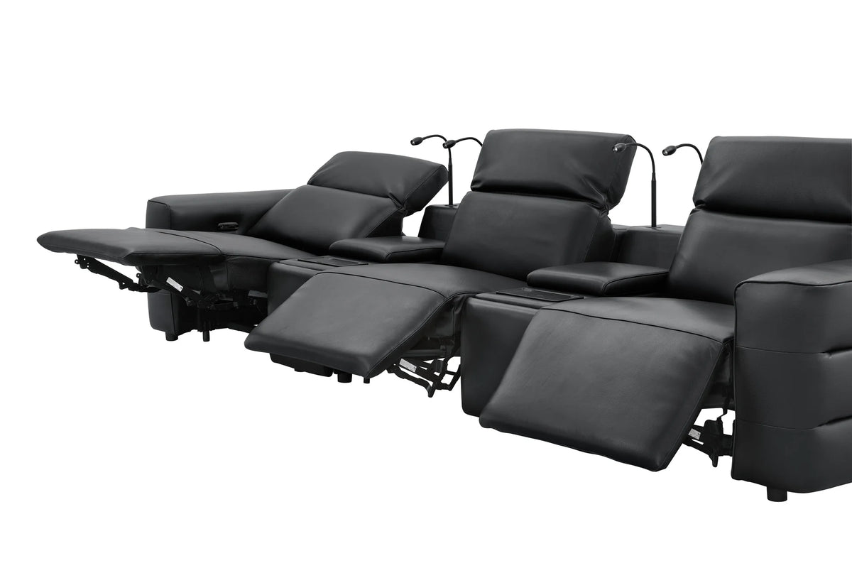 Diamante Italian Leather Power Home Theater Recliner Row