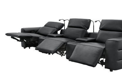 Diamante Italian Leather Power Home Theater Recliner Row