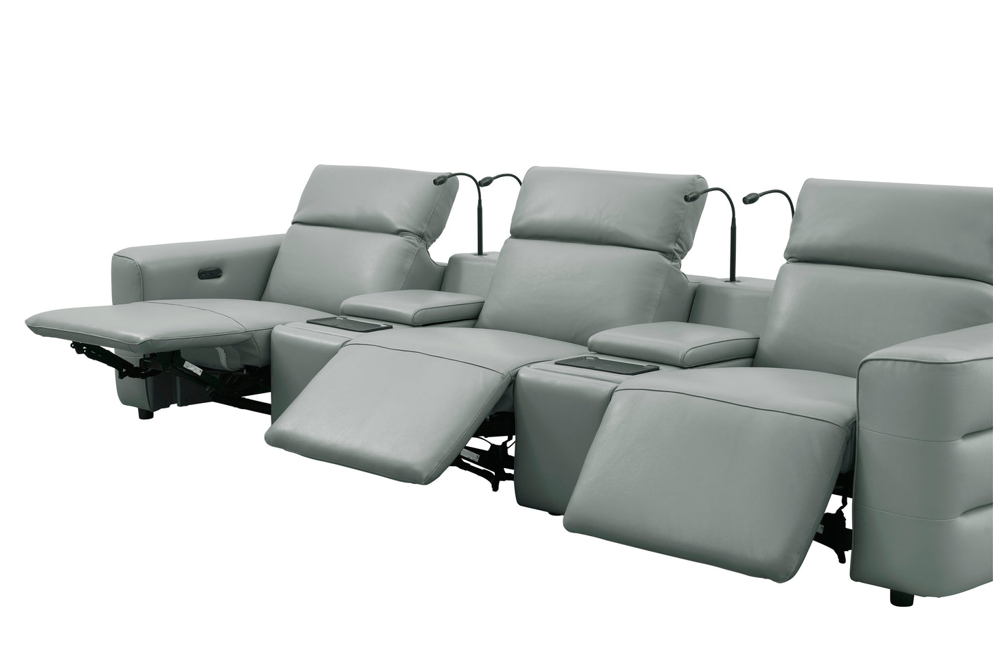 Diamante Power Home Theater Recliner Row (Grey)