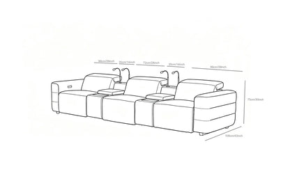 Diamante Italian Leather Power Home Theater Recliner Row