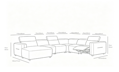 Noel Power Reclining Sectional with Chaise (Grey)