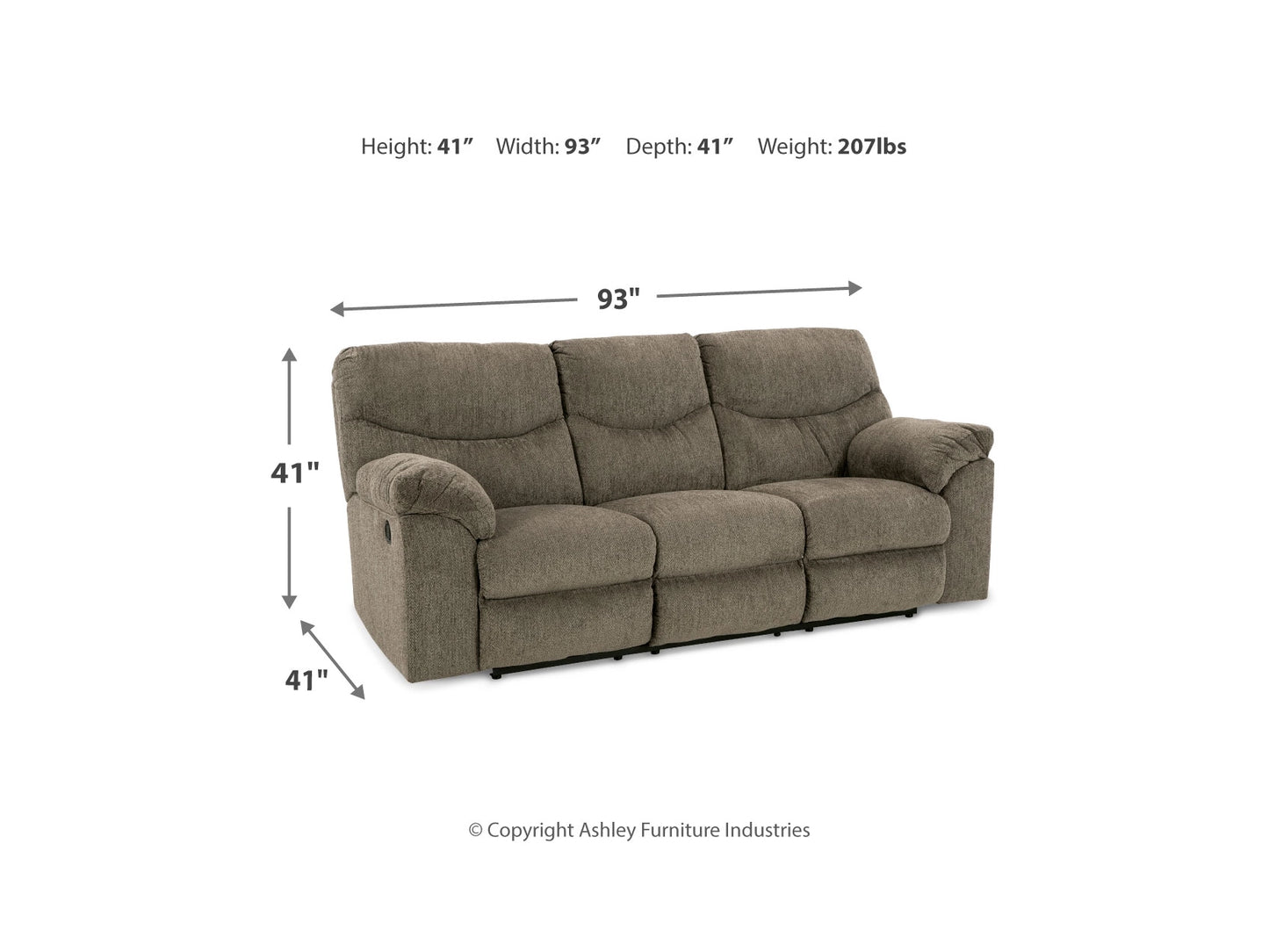 Alphons Manual Reclining Sofa - Putty